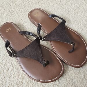 GAP Brown Leather T-Strap Sandals Women’s Size 7